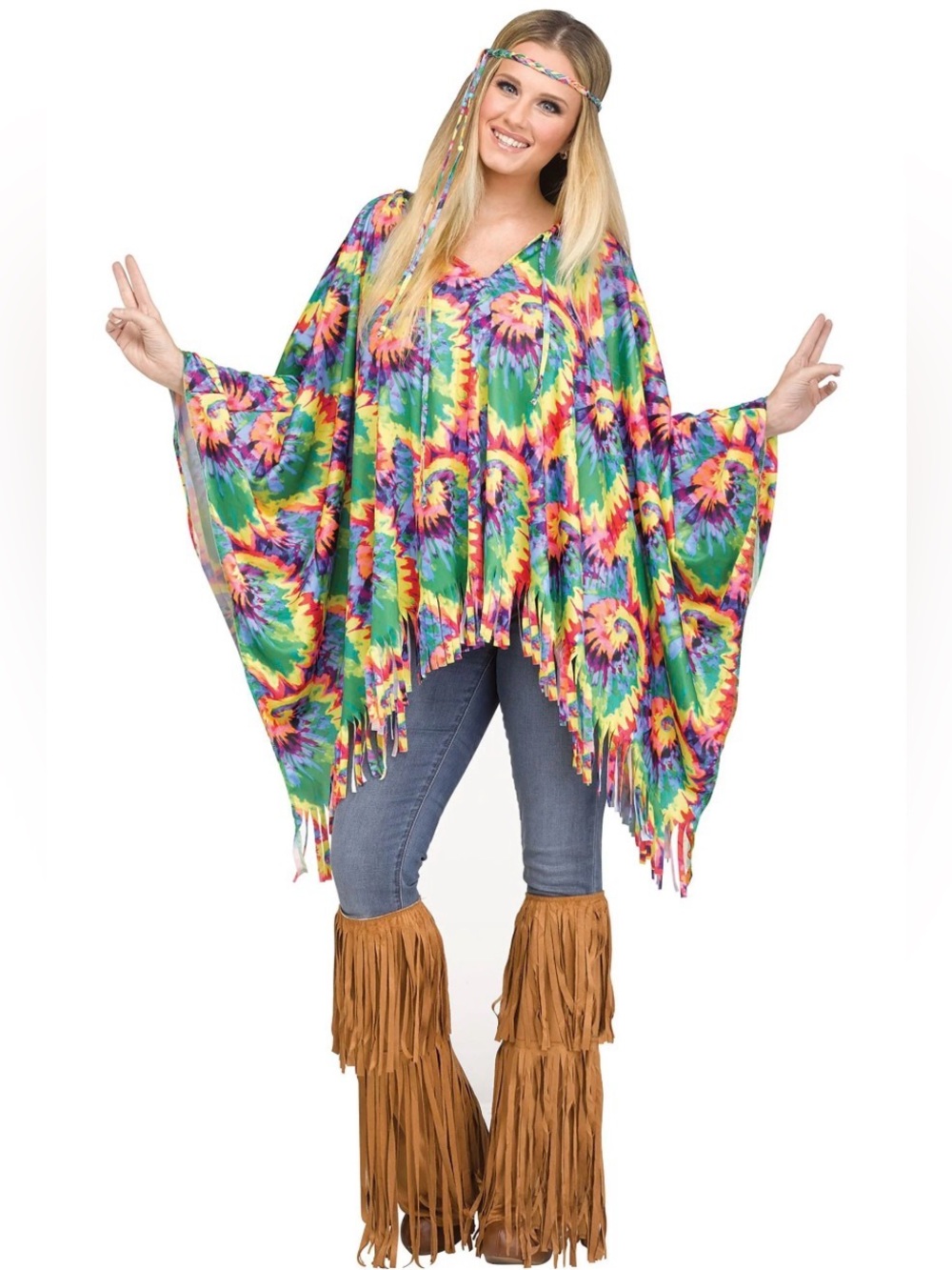 Spirit Halloween Hippie Poncho Costume – Adult One Size
